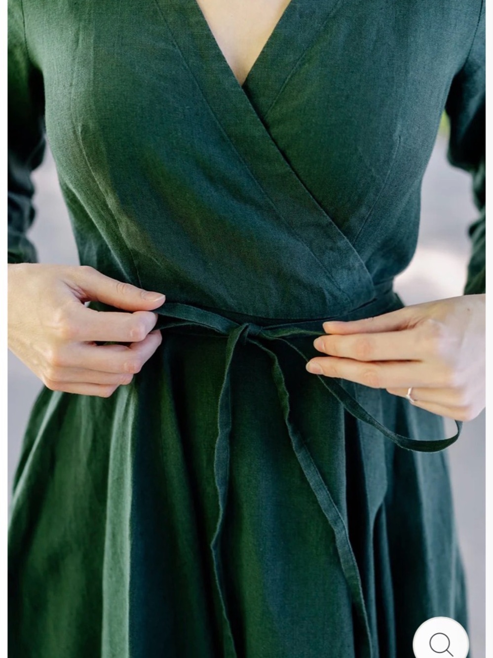 Son de Flor Deep Purple Wrap Midi Linen Dress XXS - Picture 5 of 6